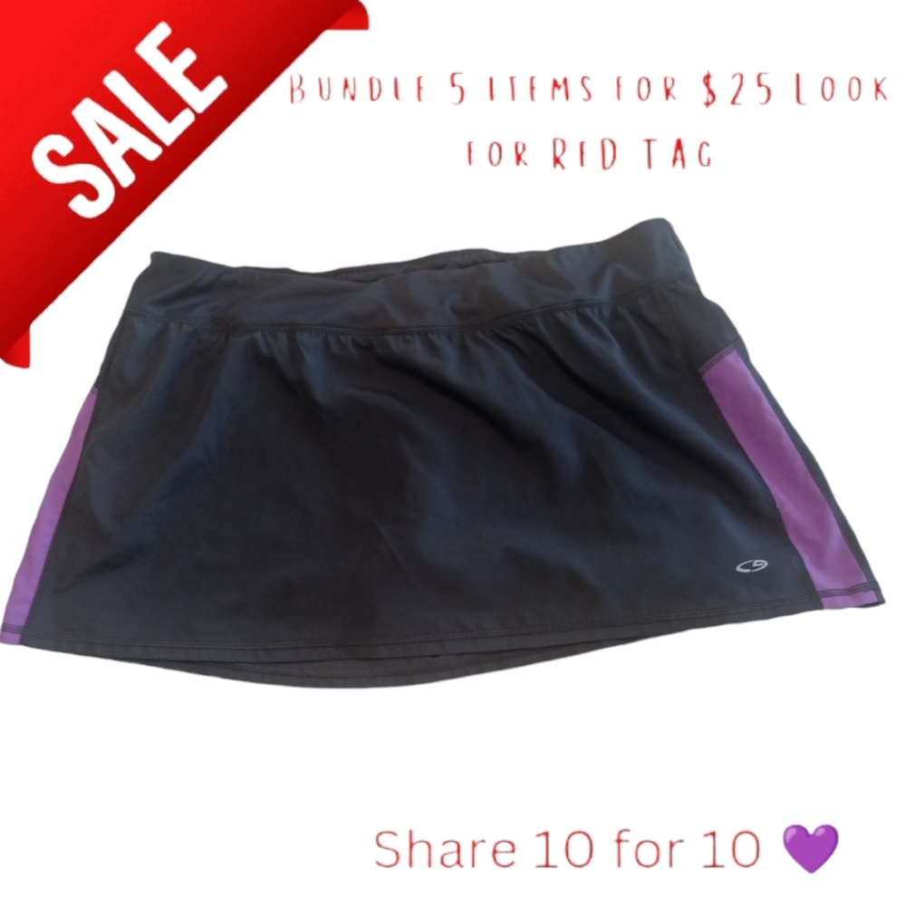 Champion color block gray & purple mini skort Sz xxl athletic skirt